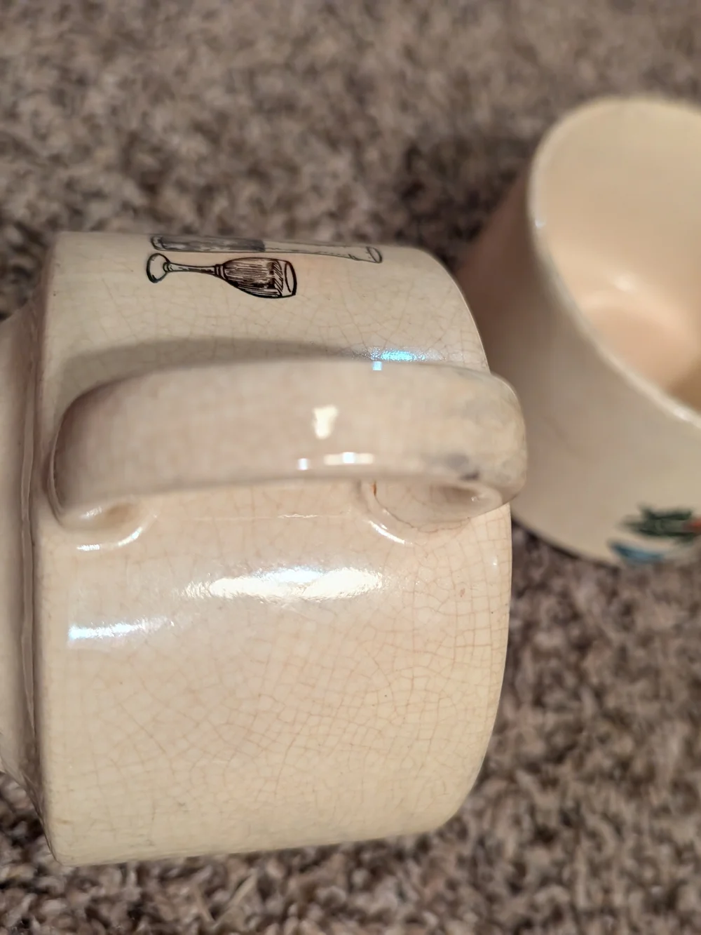Set of 3 Vintage Ceramic Mugs 1970's Beige Multicolor Kitchen Food